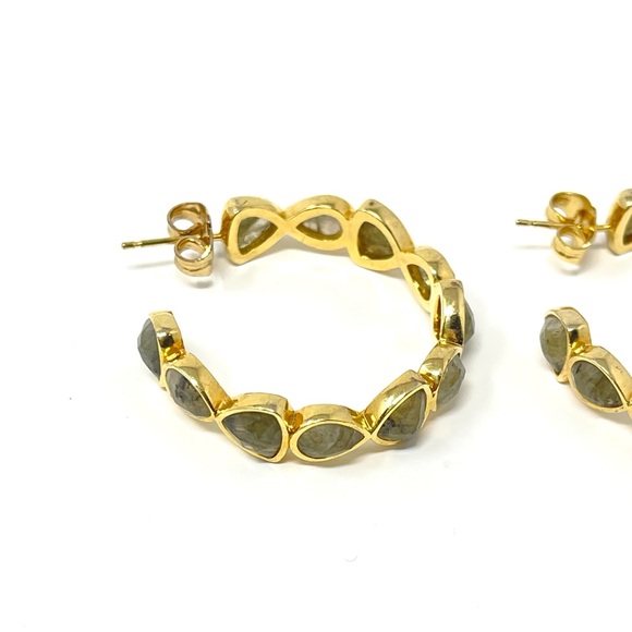 Anthropologie Jewelry - New Anthropologie Gold Stone Hoop Earrings